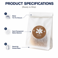 Sac d'emballage alimentaire en papier blanc pour pain et gâteaux, résistant à la graisse, thermoscellable, avec fenêtre, à fermeture enroulable, style japonais