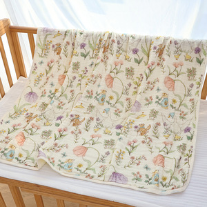 Couverture pour bébé en coton biologique de bambou, tricotée, 6 couches, de qualité supérieure, pour nouveau-né, fille, motif lapin, sublimation - Product Image 6