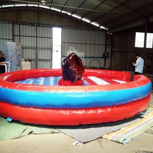 Arène de rodéo gonflable en métal robuste de qualité commerciale, à monnayeur, pour un jeu de taureau mécanique palpitant et sécurisé - Product Image 5