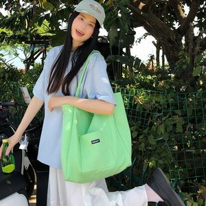 Sacs fourre-tout en toile de couleur unie minimalistes pour femmes, grande capacité, sacs de shopping avec logo personnalisé - Product Image 3