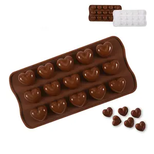 Molde de silicone para chocolate, venda quente, 15 grades, moldes de coração para chocolate, silicone, doces