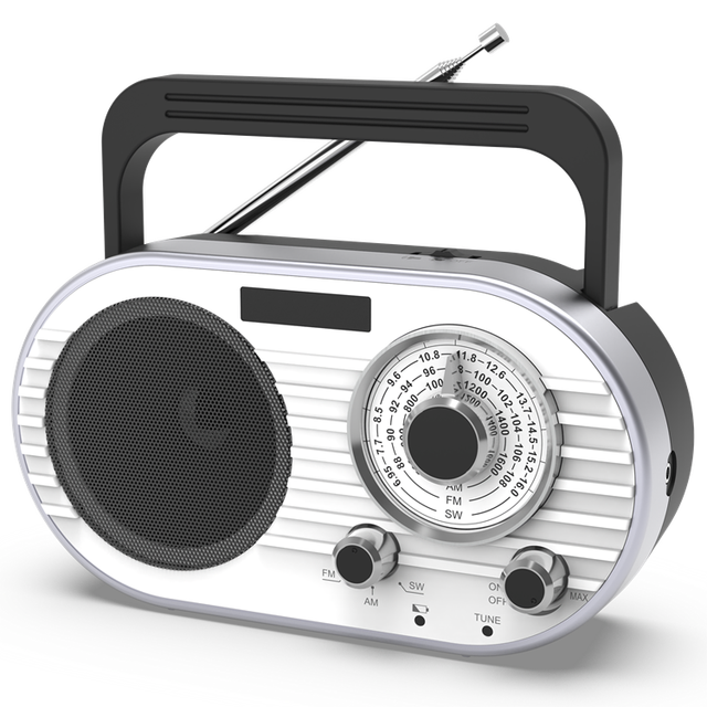 AM/FM/SW 3Band Internet Radio Portable with LED Flashlight IPX3 Waterproof Rechargeable 4000mAh Battery