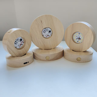 Base d'affichage LED en cristal, support lumineux rechargeable en bois pour œuvres d'art en verre