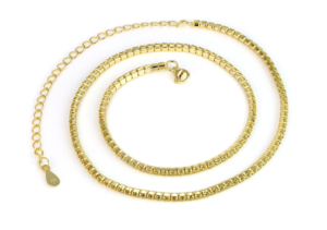 Simple Women's Rhodium Plated 925 Silver Single Row Link Chain Necklace with Zirconia for Engagement & Wedding Gifts - Product Image 2