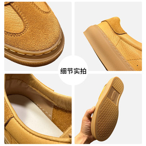QHCCID Zapatillas retro transpirables de cuero genuino con suela de goma de tacón bajo, zapatos informales para caminar, uso diario - Product Image 5