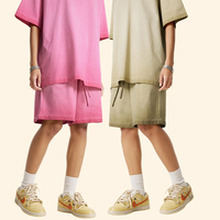 Shorts en coton personnalisés OEM pour hommes, coupe décontractée, longueur genou, effet délavé marbré, style décontracté