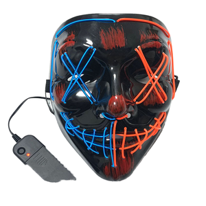 قناع جوكر مخصص مع إضاءة ليد على البارد من بولي كلوريد الفينيل حرير إيفا مطبوع للتزيين تأثيري مخيف حفلة عيد الميلاد هالوين زينة حفلة موسيقية - Product Image 2