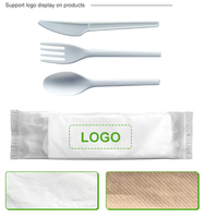 Couverts de camping jetables de luxe en CPLA biodégradable pour la restauration, ensemble fourchette cuillère couteau