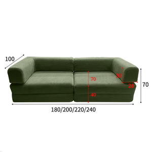 Sofá cama Chenille Suede Cloud Style Lazy Boneless - Enrollable con funda extraíble - Product Image 6