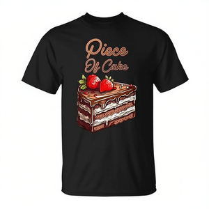 T-shirt unisexe pour adulte, col rond, manches courtes, impression numérique, Piece Of Cake, gâteau aux fraises et au chocolat - Product Image 2