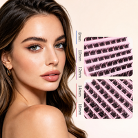 Extensions de cils synthétiques imperméables de qualité supérieure, en grappes, multi-styles, effet wispy, fluffy, spiky, longueurs mixtes 8-16mm, vente en gros