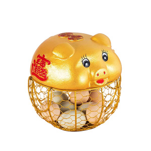 Golden Pig Egg Basket With Lid Ceramic <b>Storage</b> <b>Kitchen</b> Freshness Preservation Business Gift - Product Image 5
