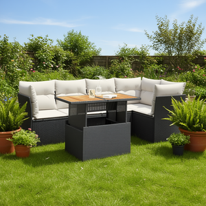 Conjunto de Sofás de Jardín de Mimbre Sintético, 6 Plazas, Muebles de Exterior Resistentes a la Intemperie, Diseño Contemporáneo para Jardín - Product Image 2