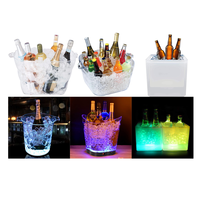 Seau à glace LED de grande capacité, seau à glace Transparent en plastique acrylique avec Logo personnalisé