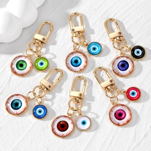 Turkish Blue Eye Pendant Metal Keychain Cute Evil Eye Keychain for Women Charms Key Chain for Car Keys Holder Bag Purse Backpack