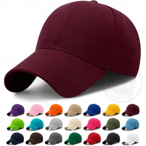 Yüksek kalite özel nakış logosu boş kavisli ağız beyzbol kapaklar ayarlanabilir polyester 6 panel 22 renkler düz spor şapkaları