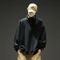 Sweat-shirts à col roulé mi-zippés en polaire pour hommes, style coréen, coupe ample, nouveauté Y2K, streetwear vintage, Ropa Hombre