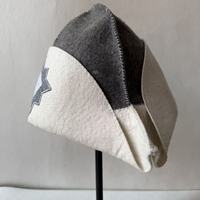 Chapeau de sauna en feutre de laine à motif étoile contrastant, broderie géométrique, style ethnique, épaissi, isolation thermique, fabriqué en Chine
