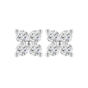 SGARIT Vente en gros Boucles d'oreilles trèfle à quatre feuilles en or 18 carats IGI, taille ronde, cadeau Saint-Valentin, diamant de laboratoire 0.4 0.8 1 carat - Product Image 1