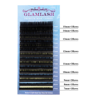 GLAMLASH Extensions de cils synthétiques personnalisées à votre marque privée, faites à la main, naturelles, longues, de qualité supérieure, mix de longueurs, extensions économiques