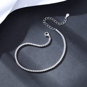 Braccialetto a catena in rodio da donna con ciondolo e zircone da 2mm 925 coreano in <span class=keywords><strong>argento</strong></span> Sterling moda ragazza 925 - Product Image 6