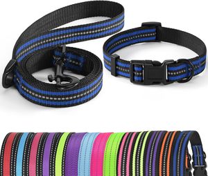 Conjunto de Correa y <span class=keywords><strong>Collar</strong></span> para Perro de Nailon Acolchado Suave, Ajustable, con Hebilla de Seguridad Resistente y Duradera, de Lujo, para Pasear - Product Image 1