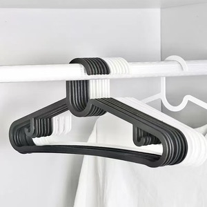 Plastic Clothes <b>Hanger</b> Rectangle Non Marking Hook Type For Wardrobe Closet <b>Storage</b> White Black Color Clothing <b>Organizer</b> - Product Image 1