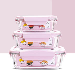 Meal Prep Lid Lock Glass Silicone Airtight Take Out Takeaway Packaging Food Storage Containers Lunch Bento Box