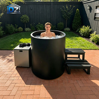 Piscine à immersion froide moderne en acier inoxydable avec refroidisseur et marches, baignoire à glace en métal durable pour athlètes professionnels