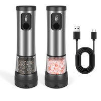 Nouvel ensemble de moulins à sel et à poivre électriques mis à jour avec écran LED, moulins à poivre automatiques avec base rechargeable