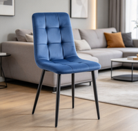 Chaise d'appoint en tissu, design mince, pieds en métal noir, siège ergonomique confortable, pour cuisine et appartement