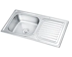 LS-7540A-fregadero de cocina de acero inoxidable 304, fregadero individual con placa, escurridor individual, barato