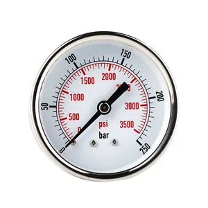 2-1/2inch Dial Size Liquid Filled Pressure Gauge 0-60psi/400kpa 304 Stainless Steel Case 1/4inchNPT Back Mount