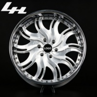 Roue à rayons tourbillonnants personnalisée LH |   Finition argent brossé |   Lèvre polie |   5x112/120 PCD |   Style Rivet Beadlock |   pour voitures européennes