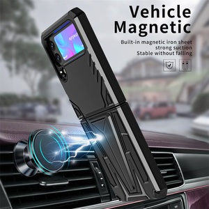 Béquille pliante magnétique support de voiture étui Tpu Pc 2 en 1 étui de protection pour téléphone pour Samsung galaxy Z Flip 3 Z Fold 3 5G - Product Image 6