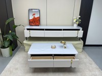 Meuble TV convertible moderne de luxe léger et simple, table basse combinée, support mural en micro-cristal pour salon et appartement