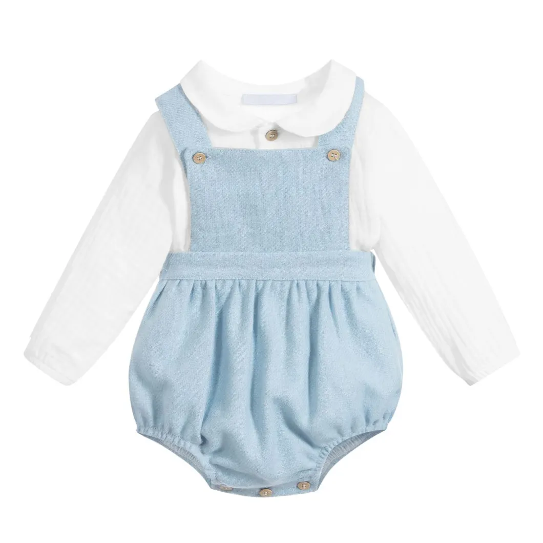 Wholesale newborn soft cotton short Dungarees+blouse outfit 2pcs set clothing baby boys clothes
