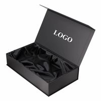 Boîte cadeau personnalisée pliable en carton rigide noir de luxe avec gaufrage et revêtement UV recyclable