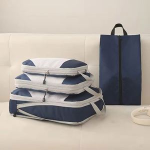 Latest 4 Pcs Set Pouch Bags Luggage <b>Space</b> <b>Saving</b> Compression Packing Cubes for Travel Duffel <b>Shoes</b> Organizer - Product Image 2