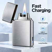 Briquet électrique en métal de luxe, briquet portable coupe-vent pour fumeurs avec logo personnalisé OEM