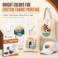 Papier transfert jet d'encre A4 en gros pour tissus en coton clairs, t-shirts, sacs, impression personnalisée DIY