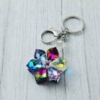 Porte-clés mignon en cristal flocon de neige, pendentif pour sac à main pour femmes, mini porte-clés