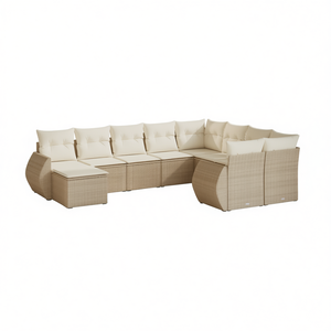 Conjunto de Sofás de Jardín de Ratán Beige, 6 Plazas, Muebles de Exterior Resistentes a la Intemperie, Diseño Contemporáneo - Product Image 1