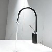 Robinet de lavabo haut de gamme en laiton, finition chromée, avec bec flexible à 360° et arc élevé, mitigeur chaud/froid pour lavabo sur colonne