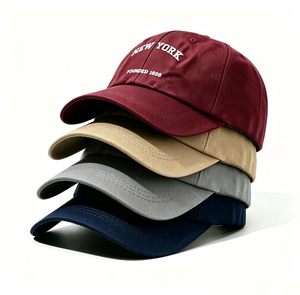 Casquette de baseball en sergé délavé style streetwear américain, brodée, souple et non structurée, couleur unie, décontractée, pour usage quotidien - Product Image 5