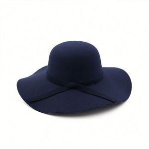 Sombreros Fedora de Fieltro de Ala Ancha de Color Sólido Baratos para Mujer, Invierno - Product Image 3