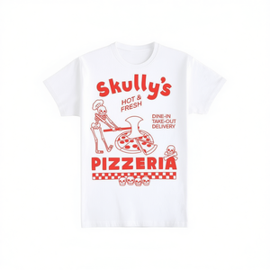 Camiseta Promocional Skullys Pizzeria Blanca Talla Grande para Adulto - Product Image 2