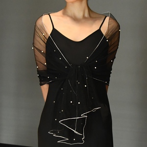 YouLaPan VG91 popolare mantello da donna un pezzo di perle Tulle Crop Top per festa nuziale abito da sera scialle <span class=keywords><strong>Bolero</strong></span> da sposa - Product Image 6