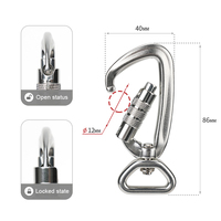 Connecteur de lanière d'outil en alliage d'aluminium 5kN avec anneau rotatif à 360 ° mousqueton de sécurité à verrouillage automatique pour accessoires d'escalade