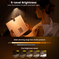 Lámpara de Lectura con Clip, 20 LED, 5 Colores y 5 Niveles de Brillo, Recargable por USB, Ligera, 1200mAh, Precio Bajo